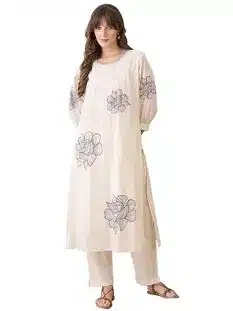 INDO ERA Women's A-Line Pure Cotton Floral Printed Kurta Pant Set