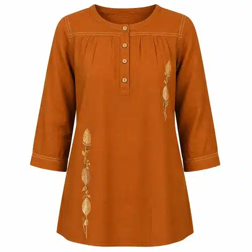 Casual Rust Orange Cotton Kurti for Women