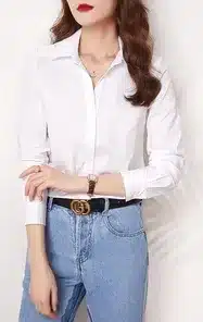 Beninos Long Sleeve Stretchy V Neck Office Formal Casual Button Down Shirt Blouse for Women Fit