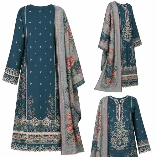 Elegant Teal Embroidered Kurta Set with Dupatta