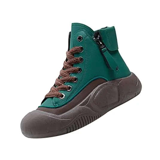 Trendy High-Top Casual Sneakers with Side Zipper