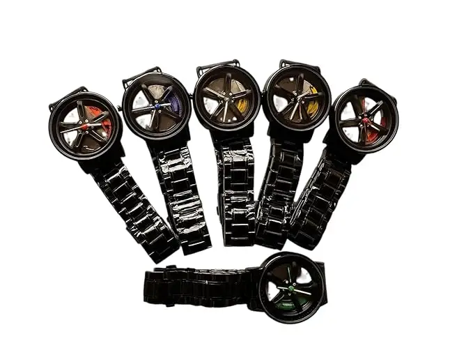 Luxury Car Wheel Rim Design Analog Watch for Men