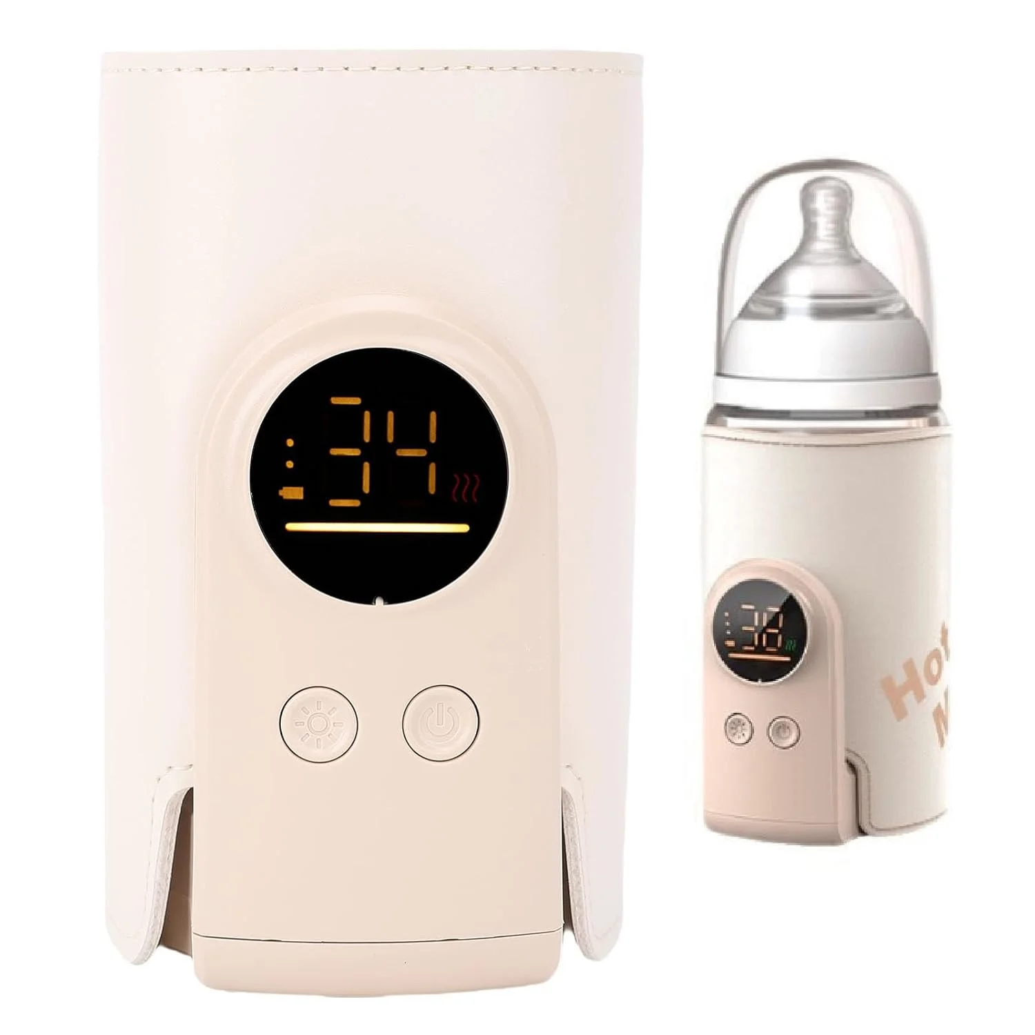 Portable Baby Bottle Warmer with Digital Temperature Display – Fast Heating, USB Rechargeable, Travel-Friendly Milk Warmer for Infants
