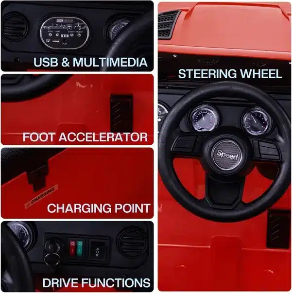 Baybee Battery Car for Kids,Electric Jeep for Kids Ride On Racing Baby Big Jeep Rechargeable Car with R/C for Boys & Girls 2 to 6 Year (Red)