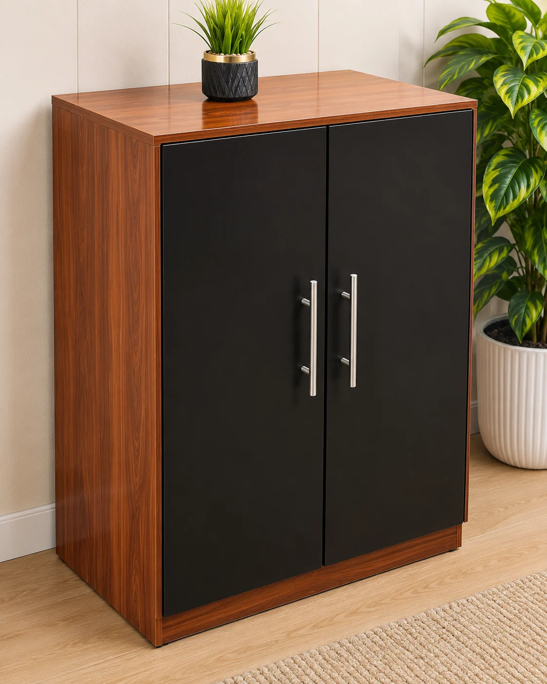 Modern Wooden Storage Cabinet with Double Doors