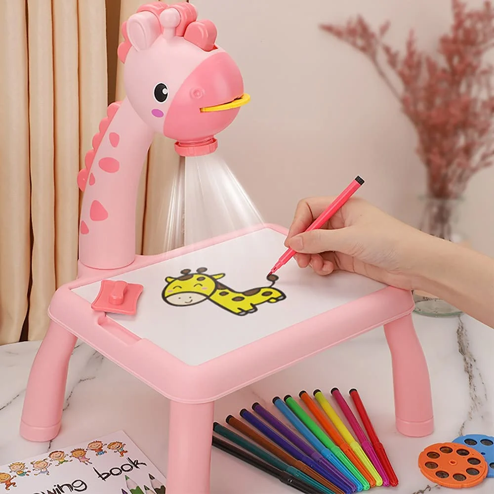 Kids Projector Drawing Table with Water-Wipe Board