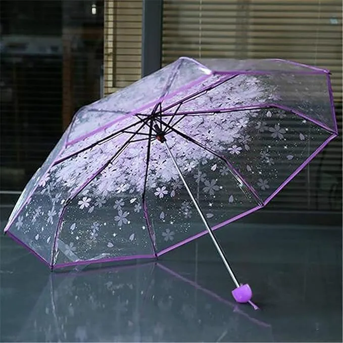 Transparent Floral Foldable Umbrella