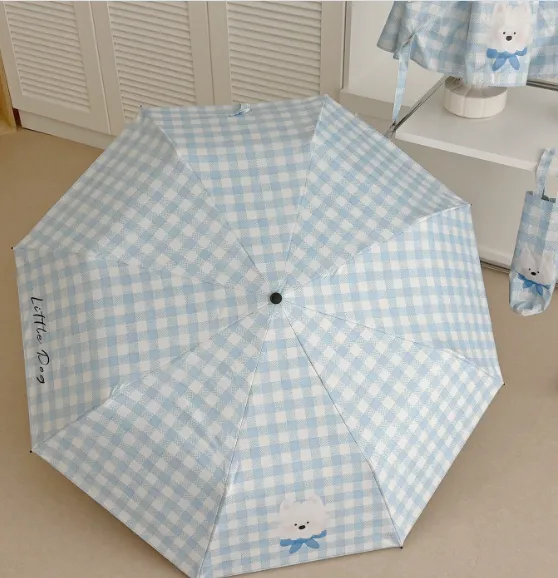 Cute Checkered Foldable Travel Umbrella