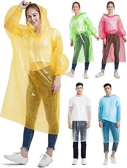 Reusable Waterproof Hooded Raincoat Poncho